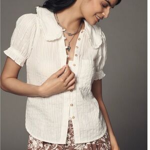 The Keira Collared Button Front Blouse by Pilcro